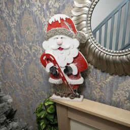 Shatchi Christmas Decoration 72cm Red Santa Christmas Tabletop Figures Window Holiday Home Xmas Glitter Foam Showpiece Decorations in White - thumbnail 5