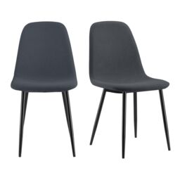 VonHaus Cavell Cord Design with Black Legs Set of Dining Chairs in Blue - Size: 2 Pack - thumbnail 2