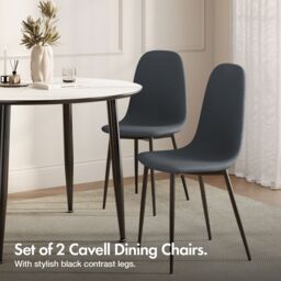 VonHaus Cavell Cord Design with Black Legs Set of Dining Chairs in Blue - Size: 2 Pack - thumbnail 3