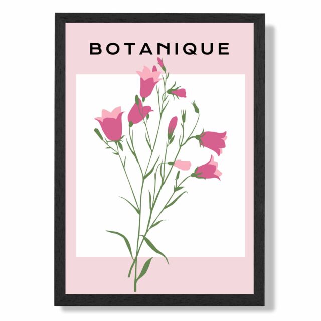ARTZE Pink Foxglove Flower Market Boho Framed Print SIZE: A2 with Black Frame - Size: A4 - image 1
