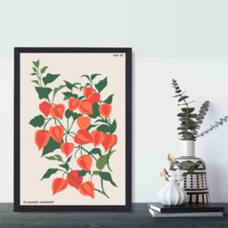 ARTZE Pink Foxglove Flower Market Boho Framed Print SIZE: A2 with Black Frame - Size: A4 - thumbnail 2