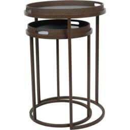 Libra Interiors Blurred Seascape Set of 2 Side Tray Tables in Brown - thumbnail 3