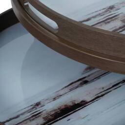 Libra Interiors Blurred Seascape Set of 2 Side Tray Tables in Brown - thumbnail 5
