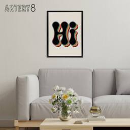 "Artery8 Hi Midcentury Modern Rainbow Font Typography Framed Canvas Wall Art - Size: W12"" x H16""" - thumbnail 3