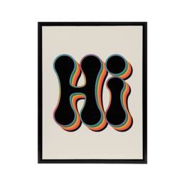 "Artery8 Hi Midcentury Modern Rainbow Font Typography Framed Canvas Wall Art - Size: W12"" x H16""" - thumbnail 1