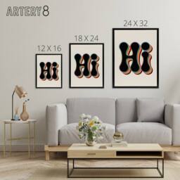 "Artery8 Hi Midcentury Modern Rainbow Font Typography Framed Canvas Wall Art - Size: W12"" x H16""" - thumbnail 4
