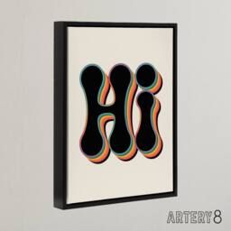 "Artery8 Hi Midcentury Modern Rainbow Font Typography Framed Canvas Wall Art - Size: W12"" x H16""" - thumbnail 2