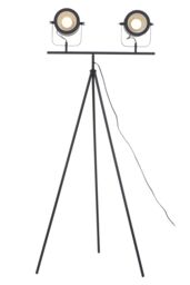 Orsina Two Spotlight Matte Black Tripod Stand, Dual Spotlight Floor Lamp, Space-Saver Spotlight Floor Lamp - thumbnail 3