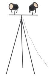 Orsina Two Spotlight Matte Black Tripod Stand, Dual Spotlight Floor Lamp, Space-Saver Spotlight Floor Lamp - thumbnail 1