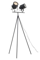 Orsina Two Spotlight Matte Black Tripod Stand, Dual Spotlight Floor Lamp, Space-Saver Spotlight Floor Lamp - thumbnail 5