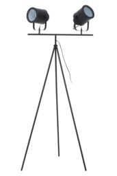 Orsina Two Spotlight Matte Black Tripod Stand, Dual Spotlight Floor Lamp, Space-Saver Spotlight Floor Lamp - thumbnail 2
