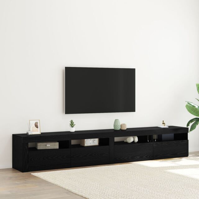 Berkfield Home 3 Piece TV Cabinet Set with LED Lights Black Oak Engineered Wood - image 1