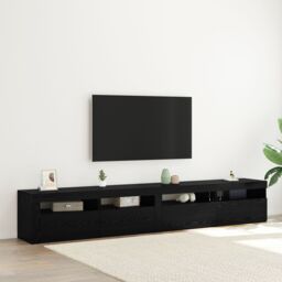 Berkfield Home 3 Piece TV Cabinet Set with LED Lights Black Oak Engineered Wood - thumbnail 1