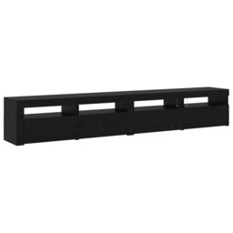 Berkfield Home 3 Piece TV Cabinet Set with LED Lights Black Oak Engineered Wood - thumbnail 8