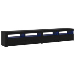 Berkfield Home 3 Piece TV Cabinet Set with LED Lights Black Oak Engineered Wood - thumbnail 2