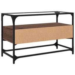 Berkfield Home TV Cabinet with Glass Top Brown Oak 80x35x51 cm Engineered Wood - Size: 80 x 35 x 51 cm - thumbnail 6