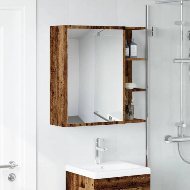 Berkfield Home Beautiful Bathroom Mirror Cabinet Old Wood 62.5x20.5x64 cm Engine in Brown - image 1