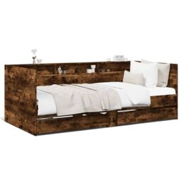 Berkfield Home Daybed with Drawers without Mattress Smoked Oak 75x190 cm Small Single in Brown - thumbnail 2