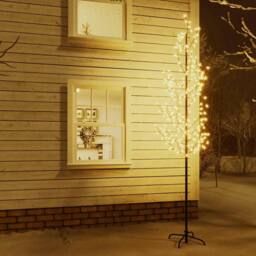 Berkfield Home White Cherry Blossom LED Tree Warm White 368 LEDs 300 cm - thumbnail 2