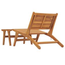 Berkfield Home Garden Chair with Footrest Solid Teak Wood in Brown - thumbnail 3
