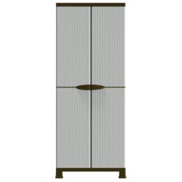 Berkfield Home Plastic Cabinet 68x39x171.5 cm Rattan Design in Grey - thumbnail 3