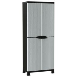 Berkfield Home Plastic Cabinet 68x39x171.5 cm Rattan Design in Grey - thumbnail 2