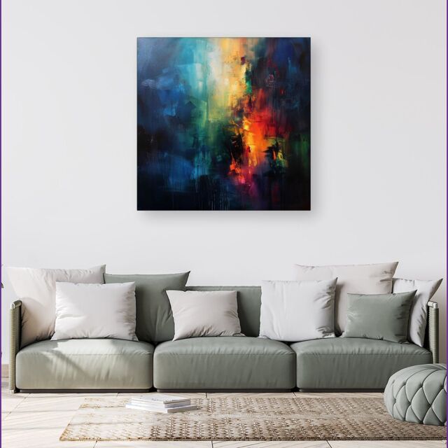 Warren Reed - Designer Colourful Chaos: Urban Dreamscape Canvas - Size: w40 inch x h40 inch - image 1