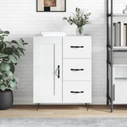 Berkfield Home Sideboard High Gloss White 69.5x34x90 cm Engineered Wood - thumbnail 2