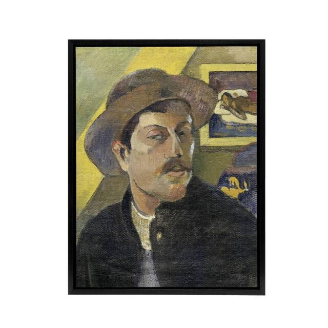"Artery8 Self Portrait in a Hat Paul Gauguin Framed Canvas Wall Art Print - Size: W12"" x H16""" - image 1