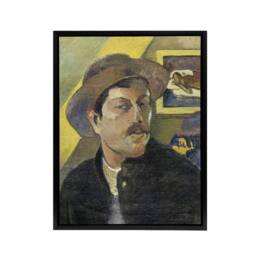 "Artery8 Self Portrait in a Hat Paul Gauguin Framed Canvas Wall Art Print - Size: W12"" x H16""" - thumbnail 1