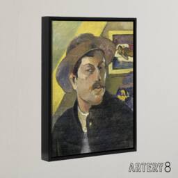 "Artery8 Self Portrait in a Hat Paul Gauguin Framed Canvas Wall Art Print - Size: W12"" x H16""" - thumbnail 2