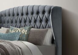 Bedmaster Warwick Velvet Ottoman Bed & Cotswold 3000 Pocket Sprung Natural Mattress in Grey - Size: King - thumbnail 4
