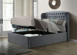 Bedmaster Warwick Velvet Ottoman Bed & Cotswold 3000 Pocket Sprung Natural Mattress in Grey - Size: King - thumbnail 1