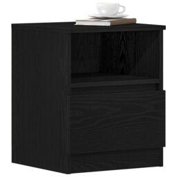 Berkfield Home Black Oak Nightstand 15.7x15.7x19.7 inches Made of Engineered Wood - thumbnail 3