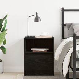 Berkfield Home Black Oak Nightstand 15.7x15.7x19.7 inches Made of Engineered Wood - thumbnail 4
