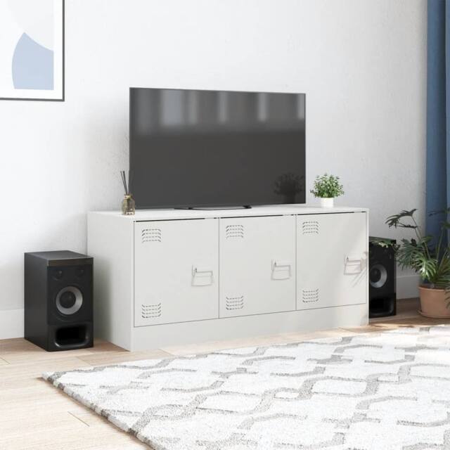 Berkfield Home TV Cabinet White 99x39x44 cm Steel - Size: 99 x 39 x 44 cm - image 1