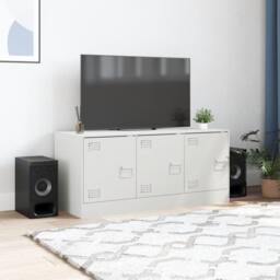 Berkfield Home TV Cabinet White 99x39x44 cm Steel - Size: 99 x 39 x 44 cm