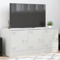Berkfield Home TV Cabinet White 99x39x44 cm Steel - Size: 99 x 39 x 44 cm - thumbnail 2