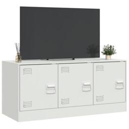 Berkfield Home TV Cabinet White 99x39x44 cm Steel - Size: 99 x 39 x 44 cm - thumbnail 5