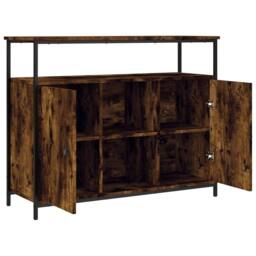 Berkfield Home Sideboard Smoked Oak 100x35x80 cm Engineered Wood in Brown - Size: 100 x 35 x 80 cm - thumbnail 5