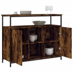 Berkfield Home Sideboard Smoked Oak 100x35x80 cm Engineered Wood in Brown - Size: 100 x 35 x 80 cm - thumbnail 4