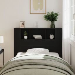 Berkfield Home Headboard Cabinet Black Oak 120x19x104, 5 cm Engineered Wood - thumbnail 1