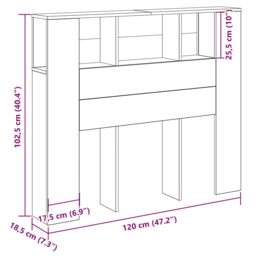 Berkfield Home Headboard Cabinet Black Oak 120x19x104, 5 cm Engineered Wood - thumbnail 9