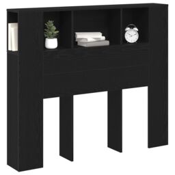Berkfield Home Headboard Cabinet Black Oak 120x19x104, 5 cm Engineered Wood - thumbnail 2