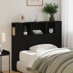 Berkfield Home Headboard Cabinet Black Oak 120x19x104, 5 cm Engineered Wood - thumbnail 4