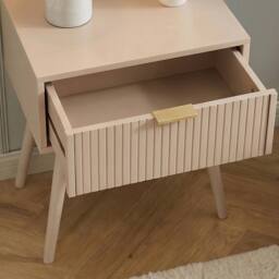 OHS Venice Bedside Table 1 Drawer Cabinet Nightstand Storage Unit in Natural - thumbnail 2