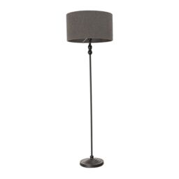 ValueLights Maggie Black Candlestick Floor Lamp with Charcoal Boucle Lamp Shade & LED Bulb - thumbnail 2