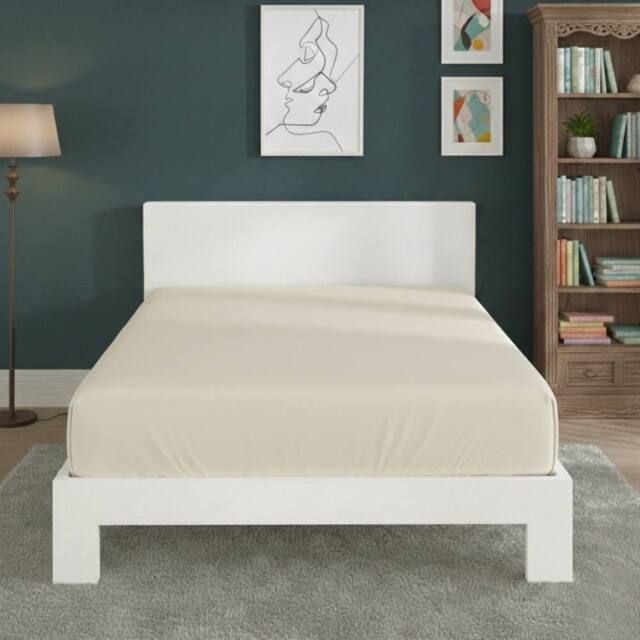 Snug City Polycotton Fitted Sheet Extra Deep 40cm Skirt Easy Care in Cream - Size: Single - image 1