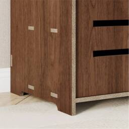 SPETLEK 5 Tier 2 Door Wooden Shoe Storage Cabinet Rack Stand Cupboard Unit in Brown - thumbnail 4