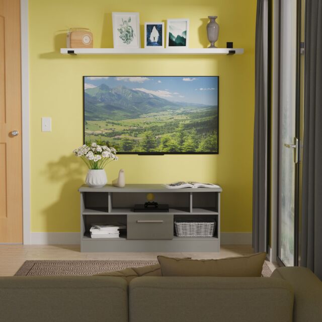 Ready Assembled 2 U Windsor 1 Drawer TV & Media Unit (Ready Assembled) in Dark Grey - image 1